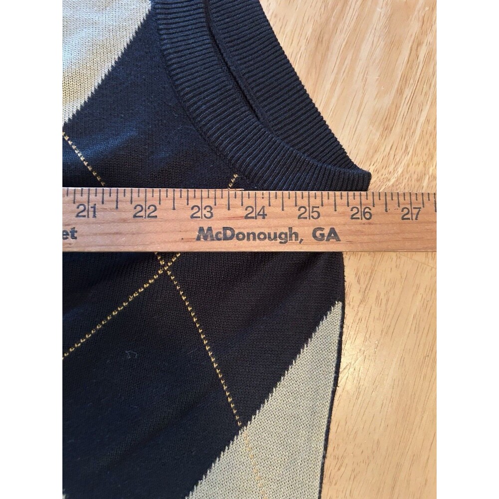 Trust 2XL Black Argyle Sweater Vest V Neck Preppy Golf Grandpa Core Knit Top - Picture 9 of 13